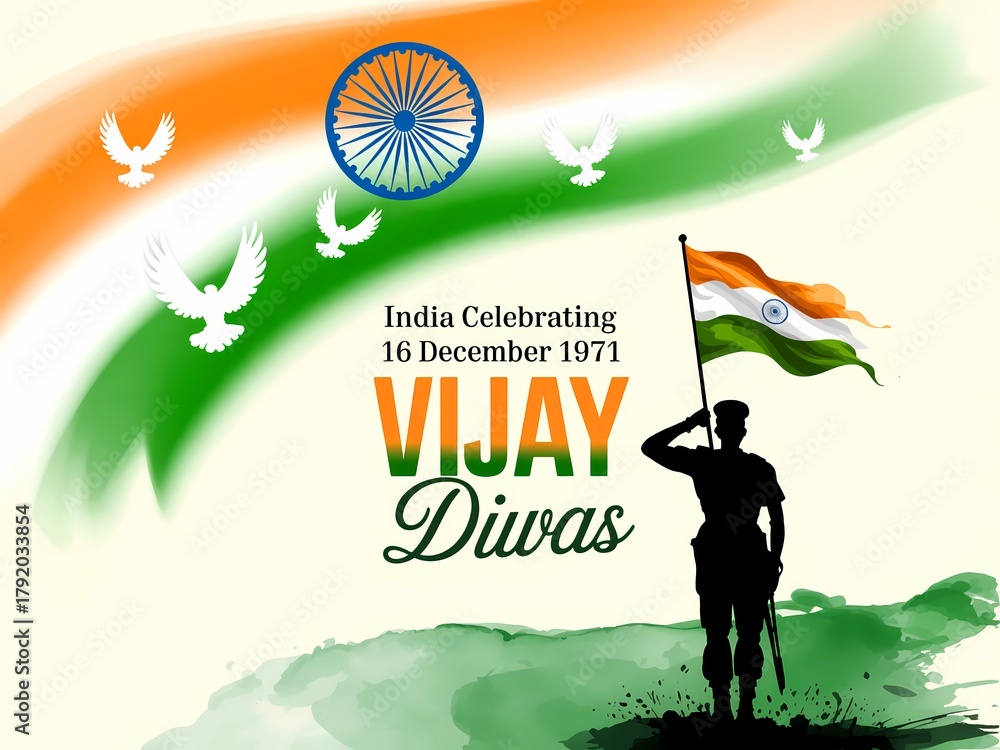 Fototapeta premium Indian soldier salutes flag on vijay diwas celebrating victory and independence