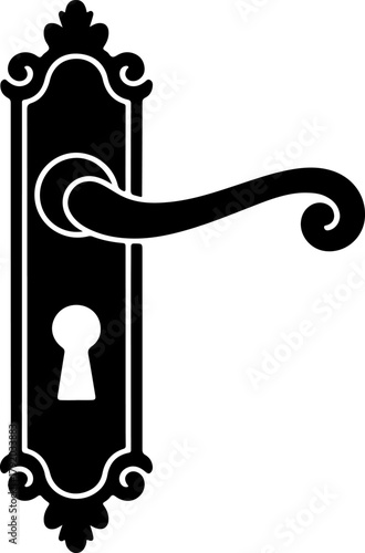 door handle with keyhole silhouette vector illustration