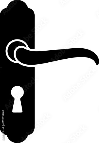 door handle with keyhole silhouette vector illustration