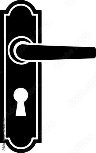 door handle with keyhole silhouette vector illustration