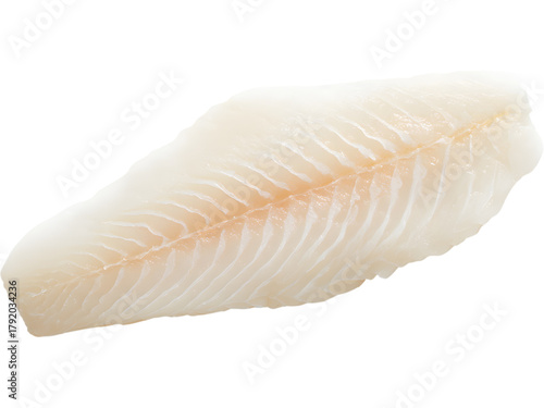 Top view of haddock fillet isolated on transparent background, perfect for seafood and healthy food visuals..