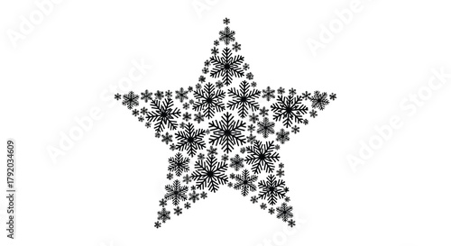 Intricate snowflake star shape isolated on white background for winter holiday decorations