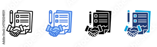 Contract Negotiation icon Multi Style Vector Illustration