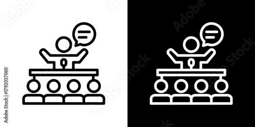 Speech Icon Set. Clean Line Design With Light And Dark Versions For Versatile Use. 