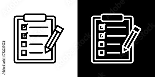 Agenda Icon Set. Clean Line Design With Light And Dark Versions For Versatile Use. 