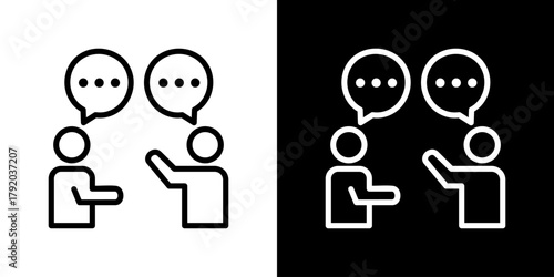 Conversation Icon Set. Clean Line Design With Light And Dark Versions For Versatile Use. 