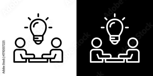 Collaboration Icon Set. Clean Line Design With Light And Dark Versions For Versatile Use. 