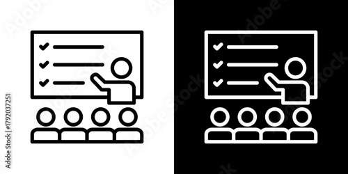 Planning Icon Set. Clean Line Design With Light And Dark Versions For Versatile Use. 