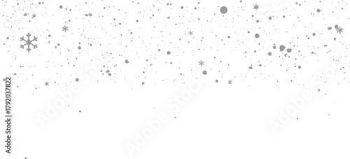 A serene winter scene showcases falling snowflakes against a clean white backdrop, evoking a sense of calm and cold weather in the air.