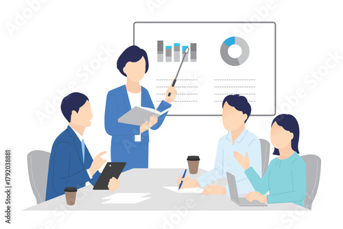 ミーティングをするビジネスパーソンのイメージ イラスト素材