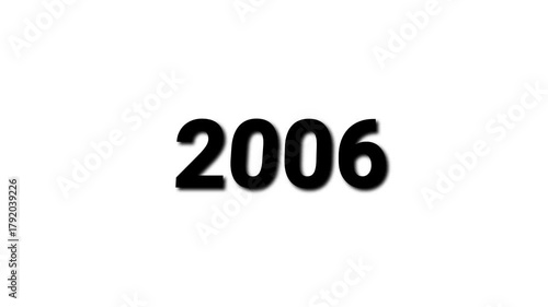Bold black number 2006 with a subtle shadow on a white background year numeral