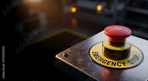 Emergency Stop Button: Red, Industrial Safety, Control, Urgent Action