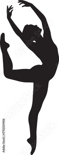 Ballerina Dancer Silhouette Dance Performance Graceful Motion Gymnastics Flexibility Artistry Pose Balance Elegance Female Performer Woman Acrobat Body Black Shape