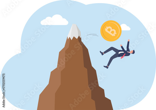 illustration of a declining bitcoin valuation
