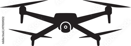 Drone in black and white, , vector illustration, aerial view
