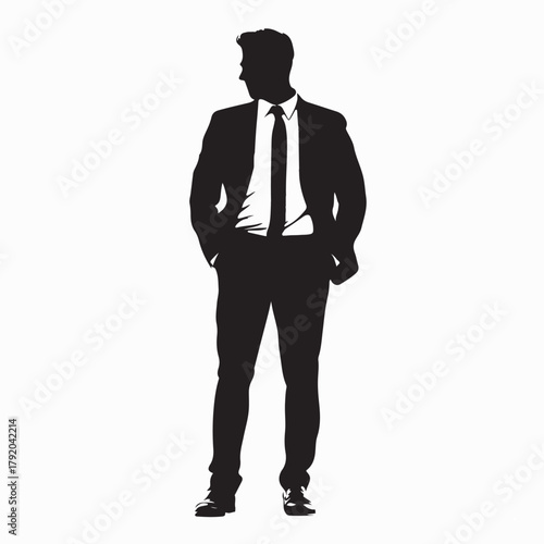 Professional Businessman Silhouette in Standing Pose Vector