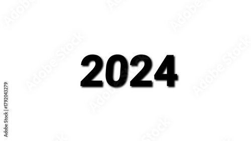 Wallpaper Mural Bold Black Number 2024 with Subtle Shadow on White Background year numeral Torontodigital.ca
