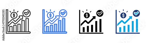 Growth Chart icon Multi Style Vector Illustration