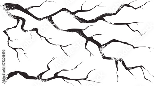 Dark branching cracks on white abstract pattern