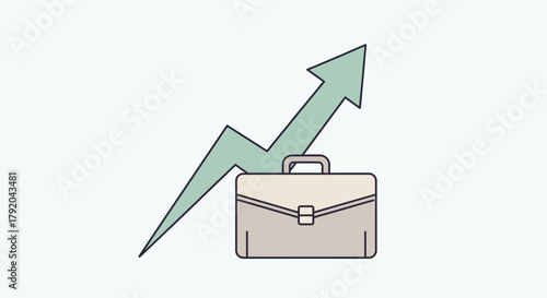 Illustration depicting a briefcase with an upward-pointing arrow, symbolizing business growth and success.