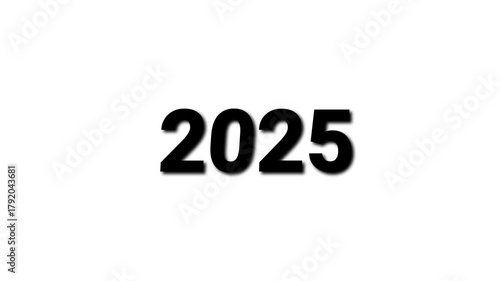 Wallpaper Mural Bold Black Number 2025 Centered on a White Background with Subtle Shadow year future Torontodigital.ca