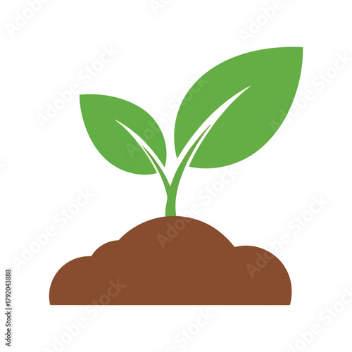 Green seedling growing from rich soil, representing growth, new beginnings, and nature isolated on white background, Vector