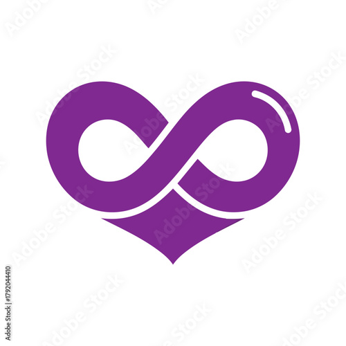 Purple infinity heart logo symbol, eternal love and connection concept, vector icon isolated on white background, Vector