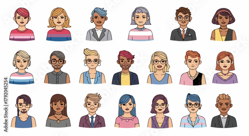 Diverse group of people headshots in modern style