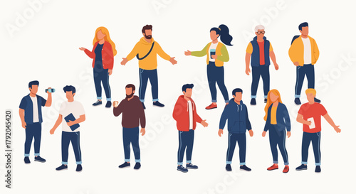 Group of diverse people standing together in casual clothes