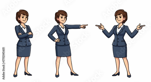 Businesswoman poses with confident expressions with transparent background