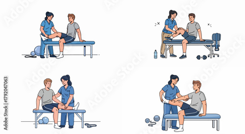 Physical therapy session with patient and therapist