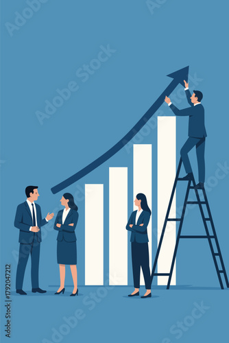 Professional vector artwork symbolizing leadership alignment and corporate performance elevation
