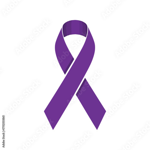 Purple awareness ribbon symbol for support and solidarity against domestic violence and epilepsy isolated on white background, Vector
