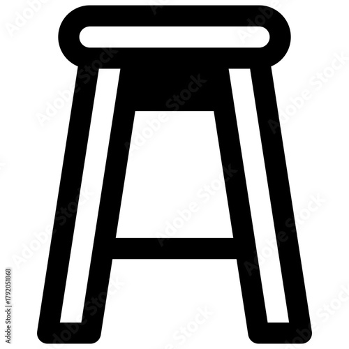 Stool. Outlined stroke vector icon with black-filled details.
