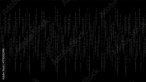 Falling Binary Code on Black Digital Background