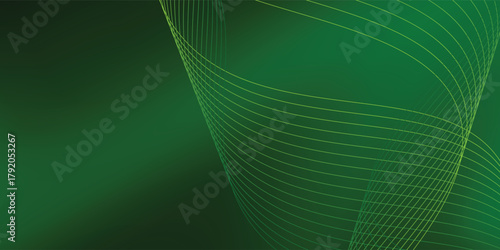 Abstract background using dark green tones on a black background. The lines and curves are like gentle and flowing waves. vector eps10
