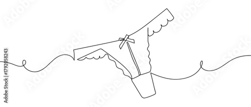 Panties, women's underwear, one continuous line simple outline vector illustration. Editable stroke.