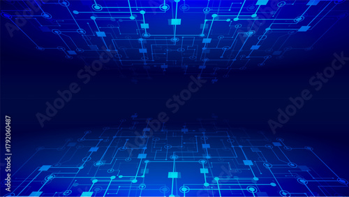 Futuristic Blue Technology Circuit Board Background