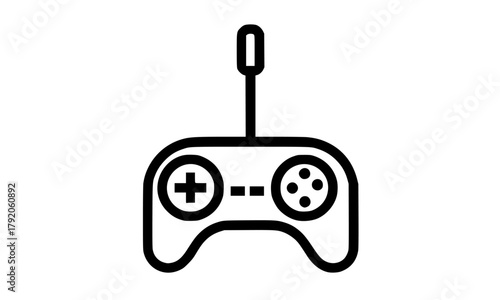 a black and white line drawing of a game controllerapp, black, flat, game controller, icon, illustration, joystick, video game, web 