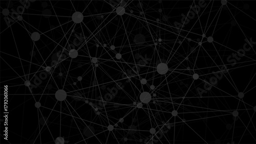 Dark Network Connections Background with Abstract Nodes