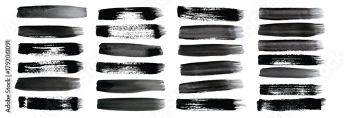 black grunge brush strokes big set of painted ink stripes