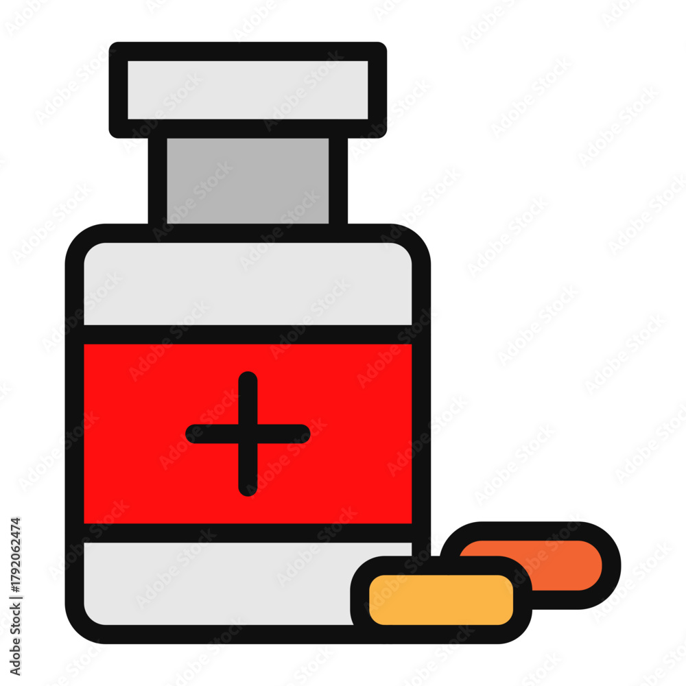 Fototapeta premium Medicine Bottle Vector Filled Icon Design