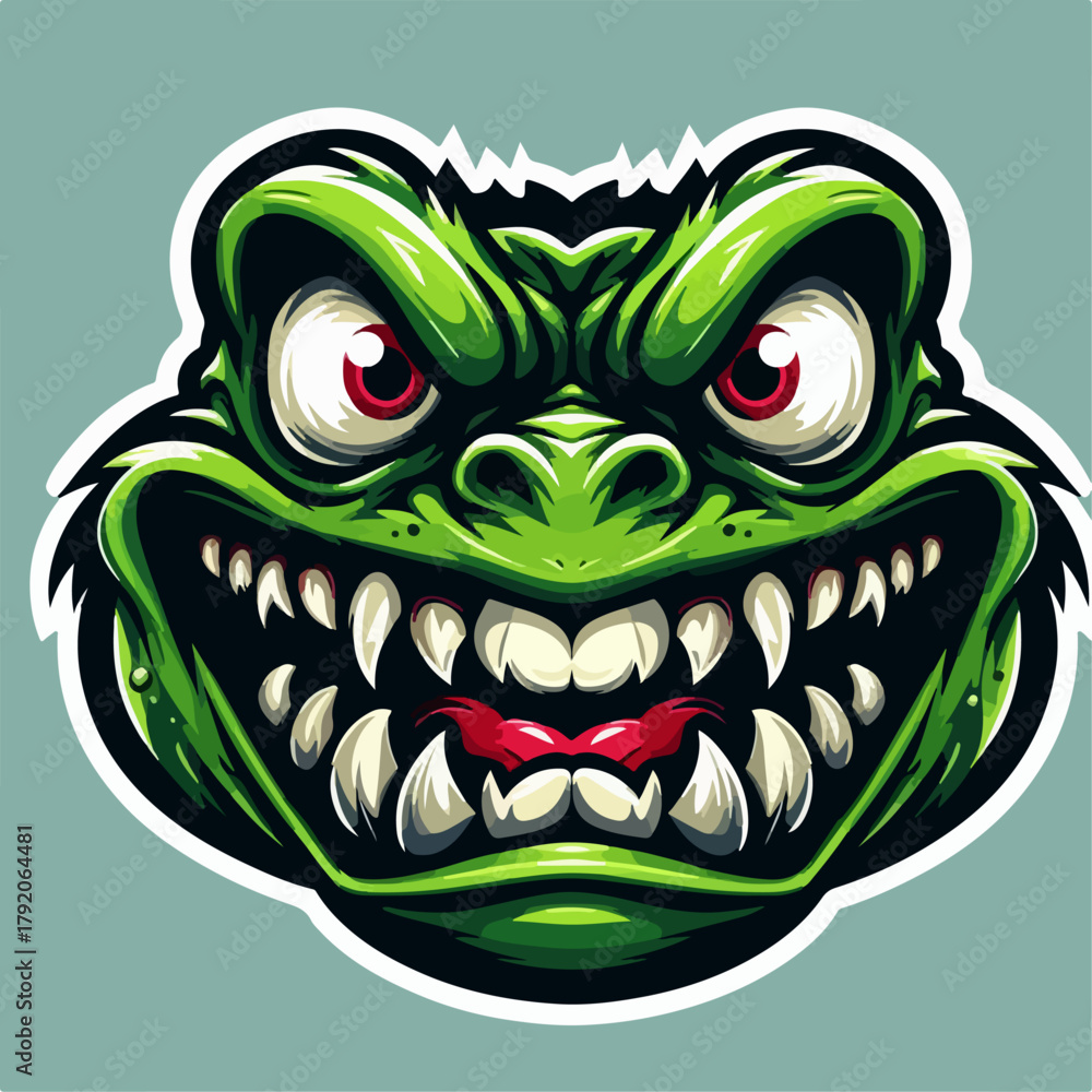 Obraz premium Illustration of a scary green frog cartoon