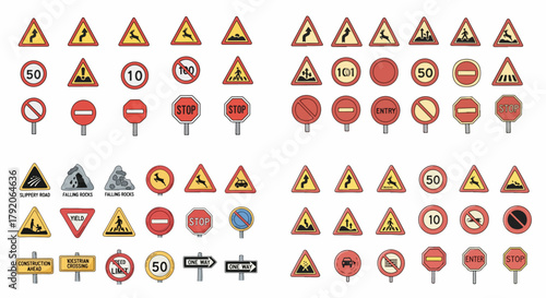 Road signs collection with transparent background