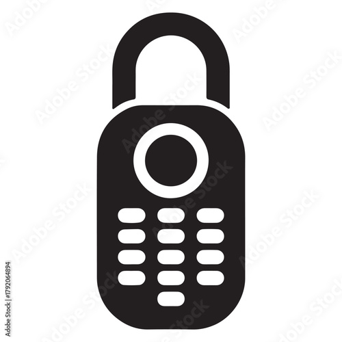 Black Silhouette of a Combination Lock padlock security