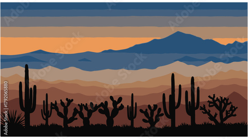 desert landscape with mountains