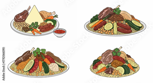 Middle Eastern feast platter with meat and vegetables