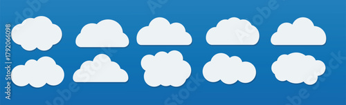 clouds icons set on blue background cloud symbol for your