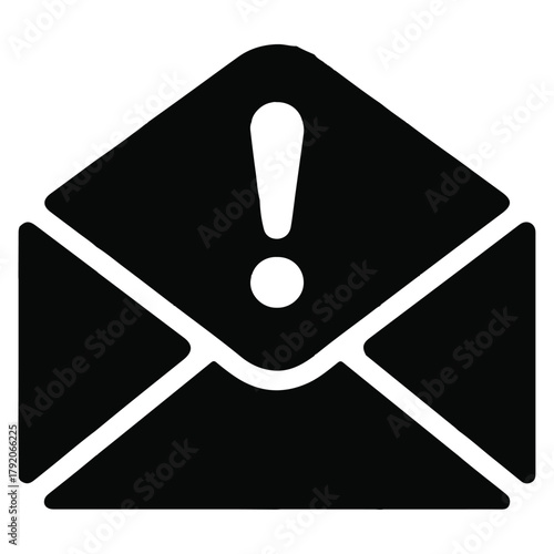 Envelope icon with exclamation mark and dot email message