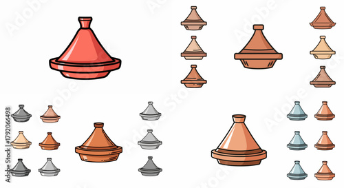 Ceramic tagine pots collection in various colors